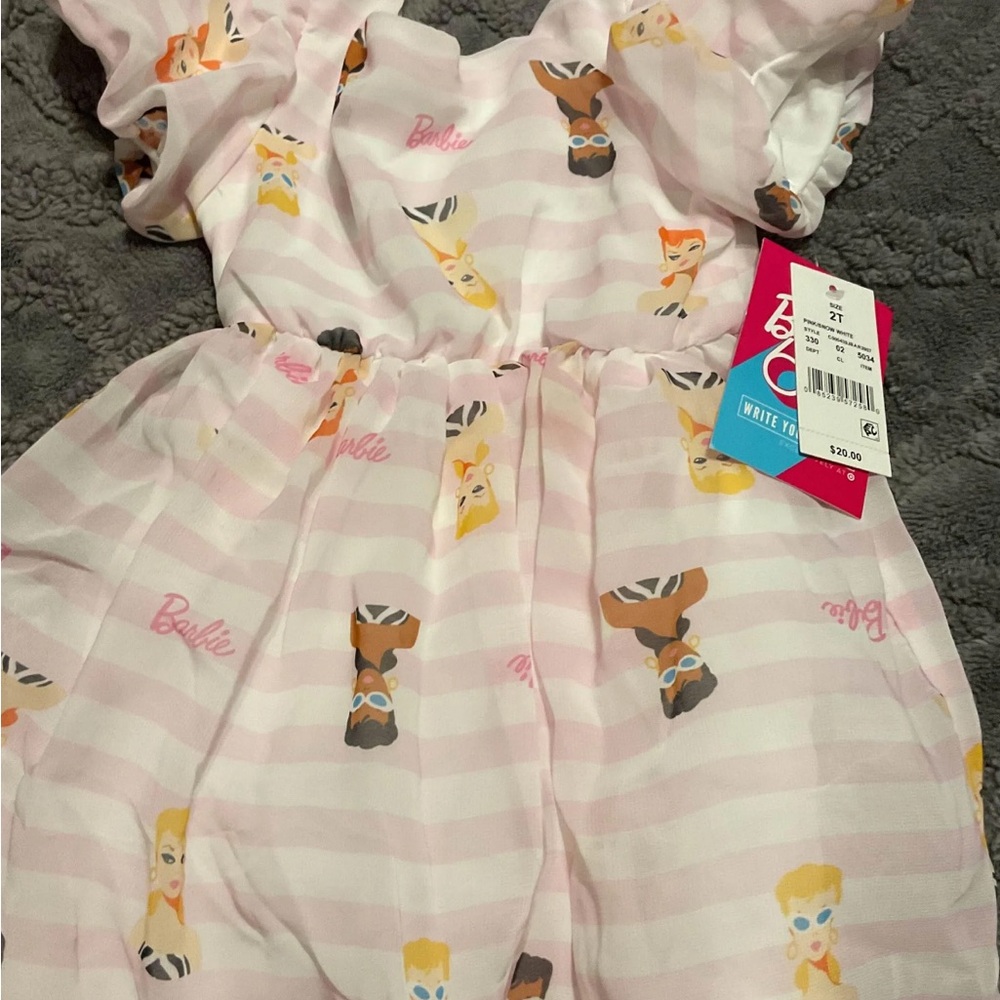 Barbie Pink and White Graphic Dress